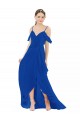 Royal Blue A-Line V-Neck Long High Low Bridesmaid Dress Bolton