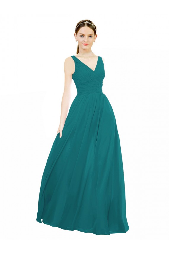 Hunter A-Line V-Neck Long Bridesmaid Gowns Bolton