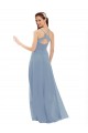 Keyhole Back Dusty Blue A-Line V-Neck Long Bridesmaid Dress Bolton