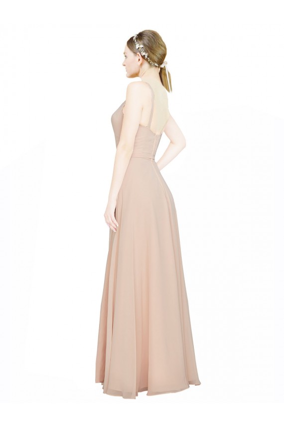 Pink A-Line V-Neck Sleeveless Long Bridesmaid Dress / Evening Dress Bolton