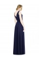 V-Back Dark Navy A-Line Cowl Neck Long Bridesmaid Dress Bolton