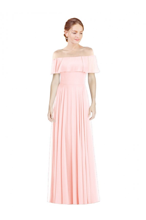 Pink A-Line Square Neck Long Formal Bridesmaid Dress Bolton