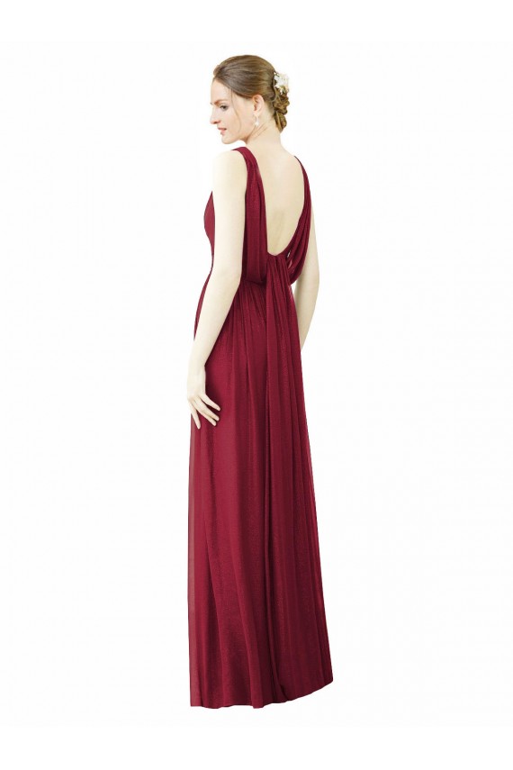 V-Back Burgundy A-Line V-Neck Long Bridesmaid Dress / Formal Dress Bolton