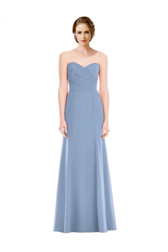 Dusty Blue Mermaid Strapless Long Bridesmaid Dress Bolton