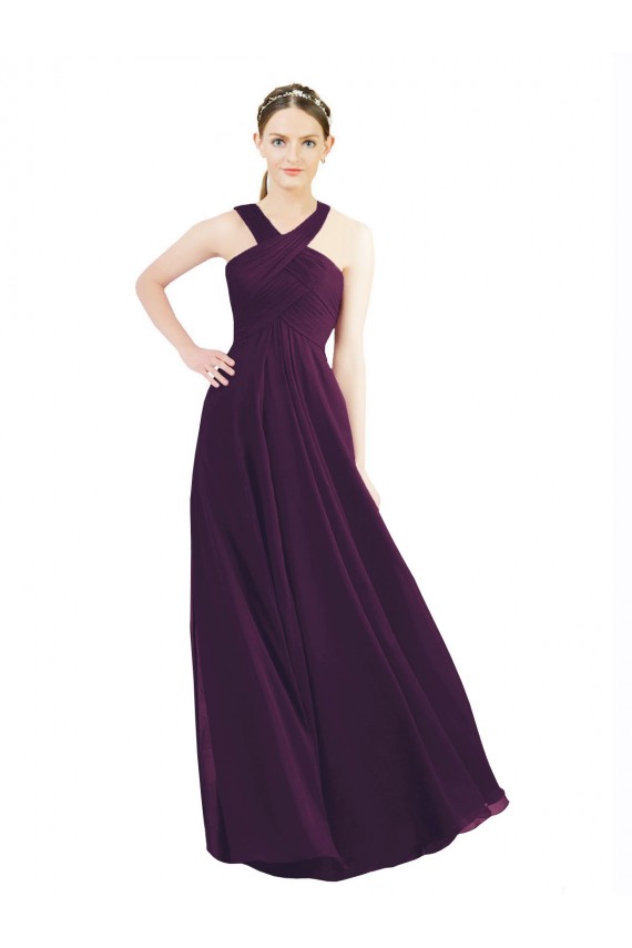 Grape A-Line Halter Neck Long Bridesmaid Dress Bolton
