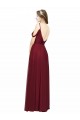 Low Back Burgundy A-Line Spaghetti Straps Long Bridesmaid Dress / Evening Dress Bolton