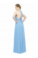 Low Back Periwinkle A-Line Halter Neck Long Bridesmaid Dress Bolton