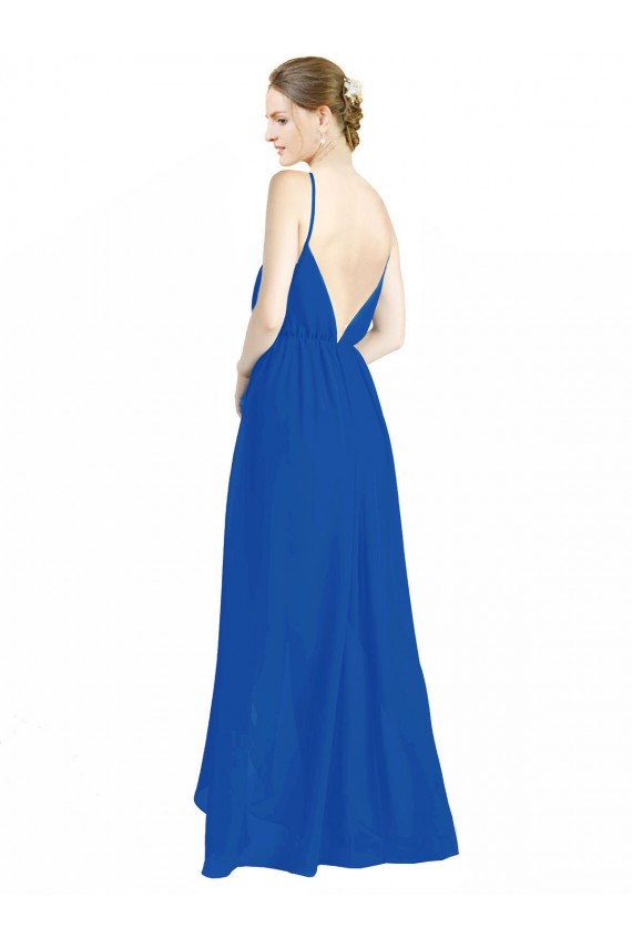 V-Back Royal Blue A-Line V-Neck Sleeveless Long Bridesmaid Dress Bolton
