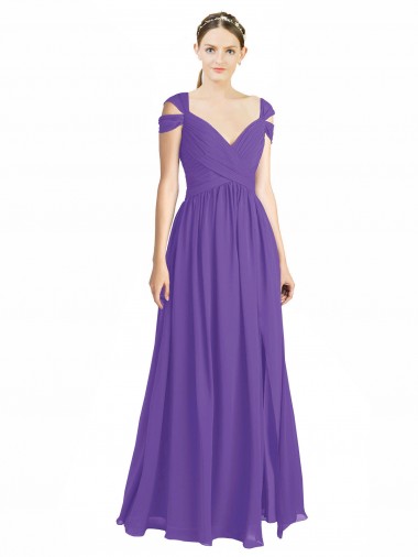 Low Back Purple A-Line Sweetheart Long Bridesmaid Dress Bolton