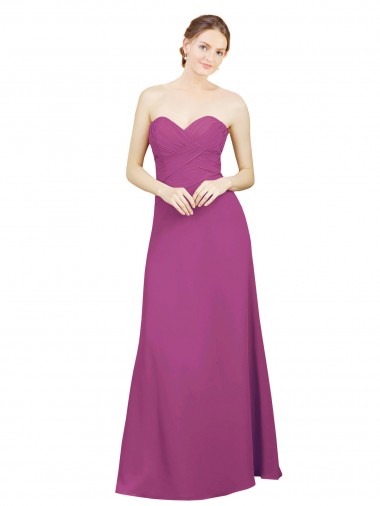Low Back Wild Berry A-Line Sweetheart Long Bridesmaid Dress Bolton