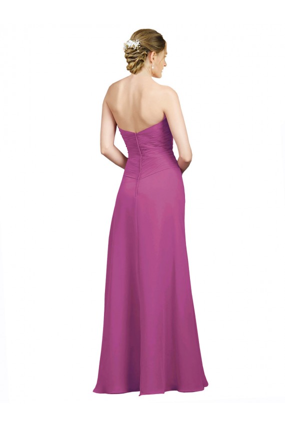 Low Back Wild Berry A-Line Sweetheart Long Bridesmaid Dress Bolton