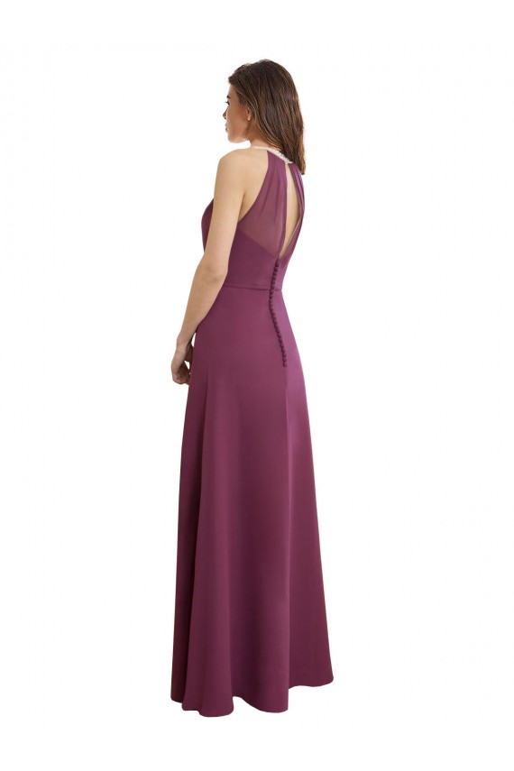 Keyhole Back A-Line High Neck Long Bridesmaid Dress / Evening Gowns Bolton