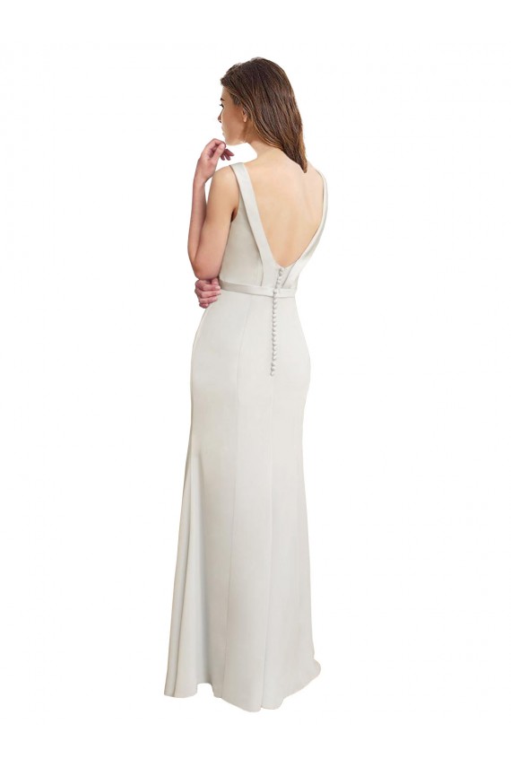 V-Back Mermaid High Neck Long Bridesmaid Dress Bolton