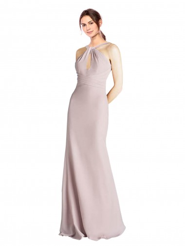 Open Back Sheath High Neck Long Bridesmaid Dress Bolton