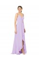 Open Back Lilac Sheath V-Neck Long High Low Bridesmaid Dress Bolton
