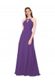 Plum Purple Sheath High Neck Long Bridesmaid Dress Bolton