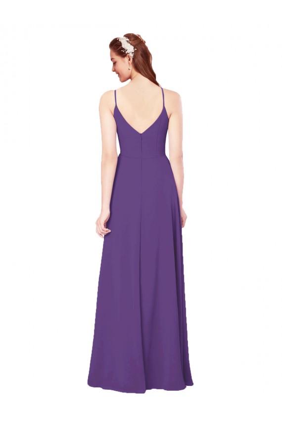 Plum Purple Sheath High Neck Long Bridesmaid Dress Bolton