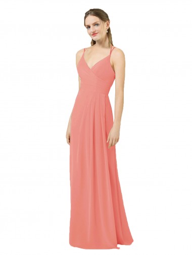 Keyhole Back Desert Rose Sheath V-Neck Long Bridesmaid Dress Bolton