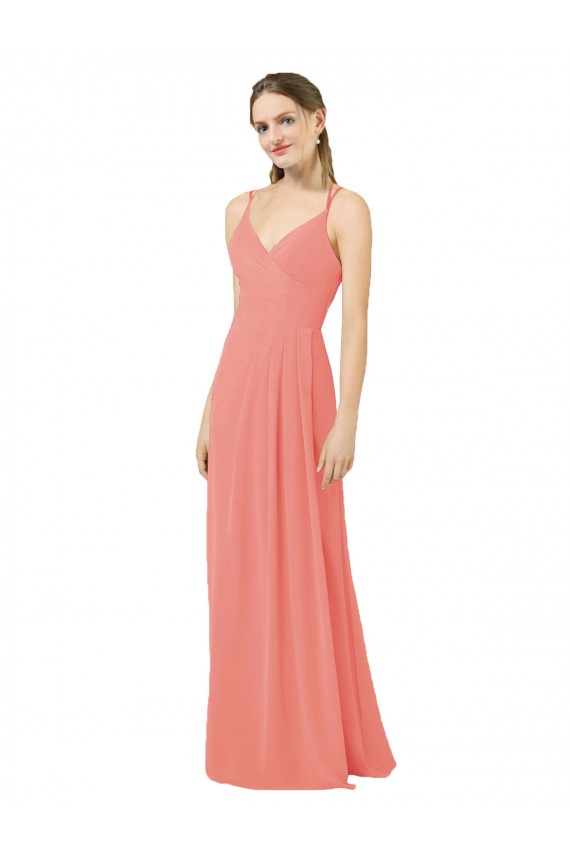 Keyhole Back Desert Rose Sheath V-Neck Long Bridesmaid Dress Bolton