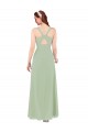 Keyhole Back Smoke Green Sheath V-Neck Long Bridesmaid Dress Bolton