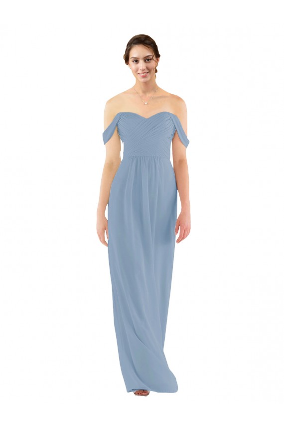 Dusty Blue Sheath Sweetheart Long Bridesmaid Dress Bolton