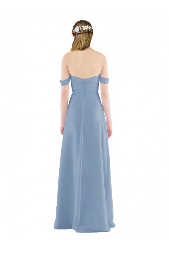 Dusty Blue Sheath Sweetheart Long Bridesmaid Dress Bolton