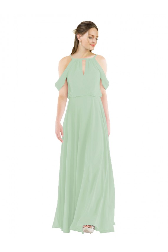 Sage Sheath Off the Shoulder Long Bridesmaid Dress Bolton