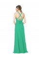 Open Back Emerald Green Sheath V-Neck Long Bridesmaid Dress Bolton