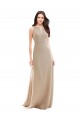 Champagne A-Line High Neck Long Bridesmaid Dress Bolton