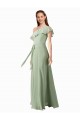 Smoke Green A-Line One Shoulder Long Bridesmaid Dress Bolton