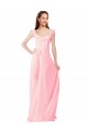Pink A-Line V-Neck Long Bridesmaid Dress Bolton
