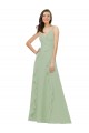 Smoke Green A-Line V-Neck Long Bridesmaid Dress Bolton