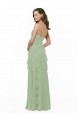 Smoke Green A-Line V-Neck Long Bridesmaid Dress Bolton