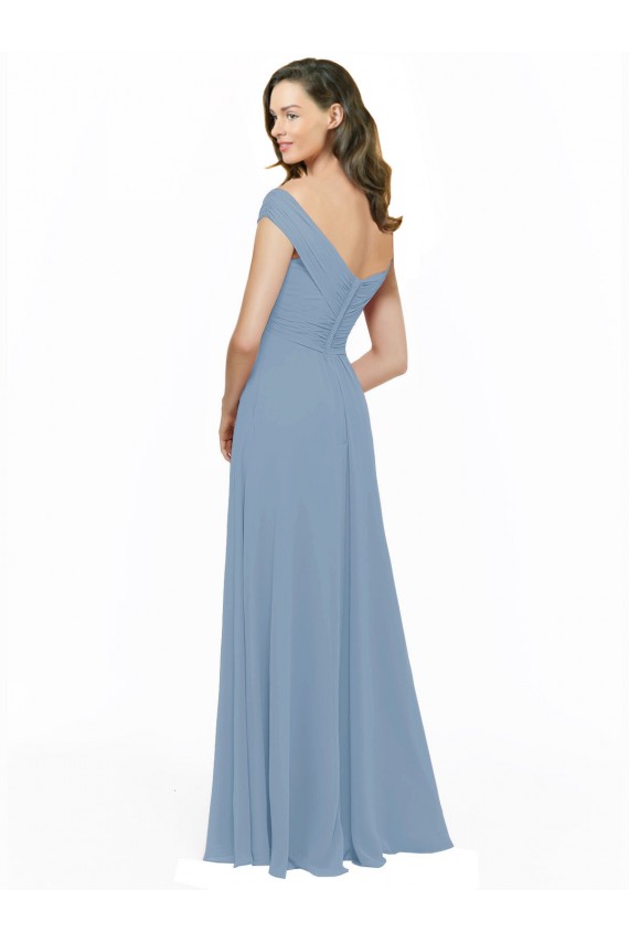 Dusty Blue A-Line Off the Shoulder Long Bridesmaid Dress / Evening Gowns Bolton