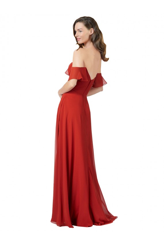 V-Back Red A-Line Strapless Long Bridesmaid Dress Bolton