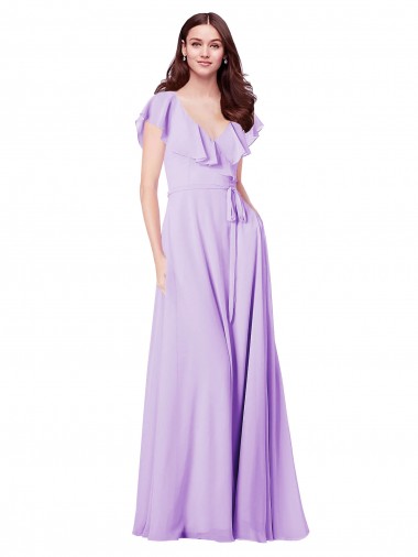 V-Back Lilac A-Line V-Neck Long Bridesmaid Dress / Formal Dress Bolton