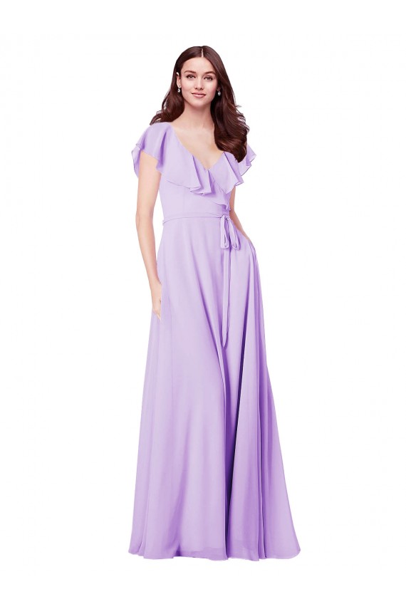 V-Back Lilac A-Line V-Neck Long Bridesmaid Dress / Formal Dress Bolton