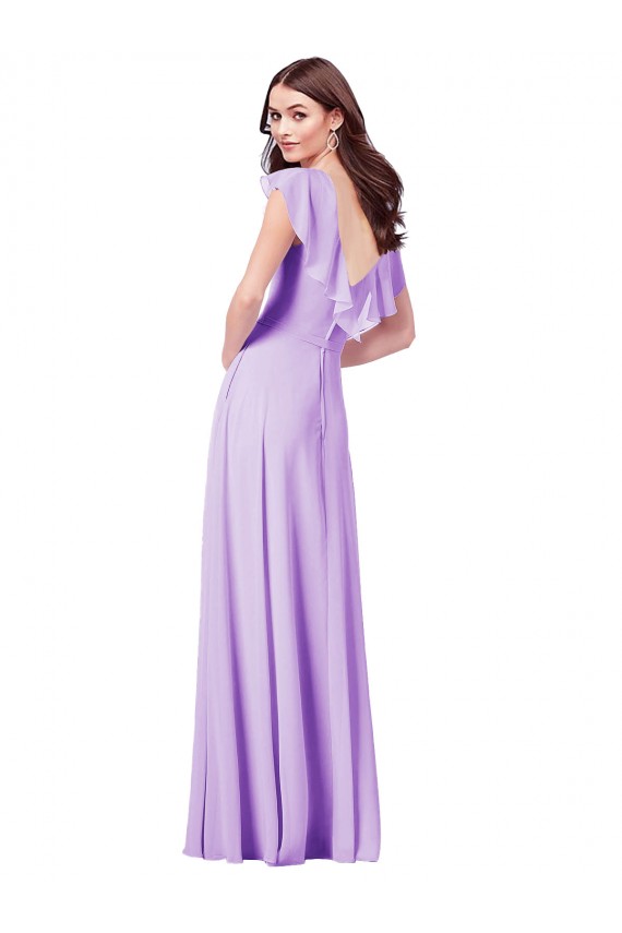 V-Back Lilac A-Line V-Neck Long Bridesmaid Dress / Formal Dress Bolton