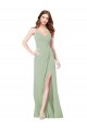 Smoke Green A-Line Spaghetti Straps Long Bridesmaid Dress Bolton