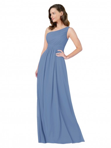 Windsor Blue Sheath One Shoulder Long Bridesmaid Dress Bolton