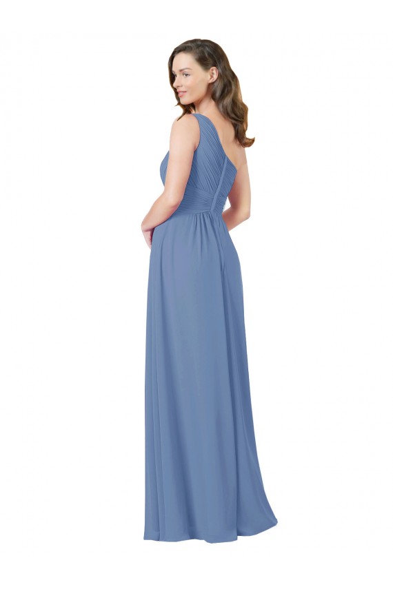 Windsor Blue Sheath One Shoulder Long Bridesmaid Dress Bolton