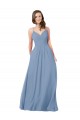 Open Back Dusty Blue A-Line V-Neck Long Bridesmaid Dress / Evening Dress Bolton