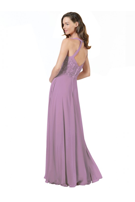 Dark Lavender A-Line Spaghetti Straps Long Bridesmaid Dress Bolton