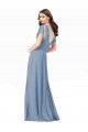 Dusty Blue A-Line V-Neck Long Black Tie Prom Dress / Bridesmaid Dress Bolton