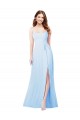 Light Sky Blue Sheath Square Neck Long Bridesmaid Dress Bolton
