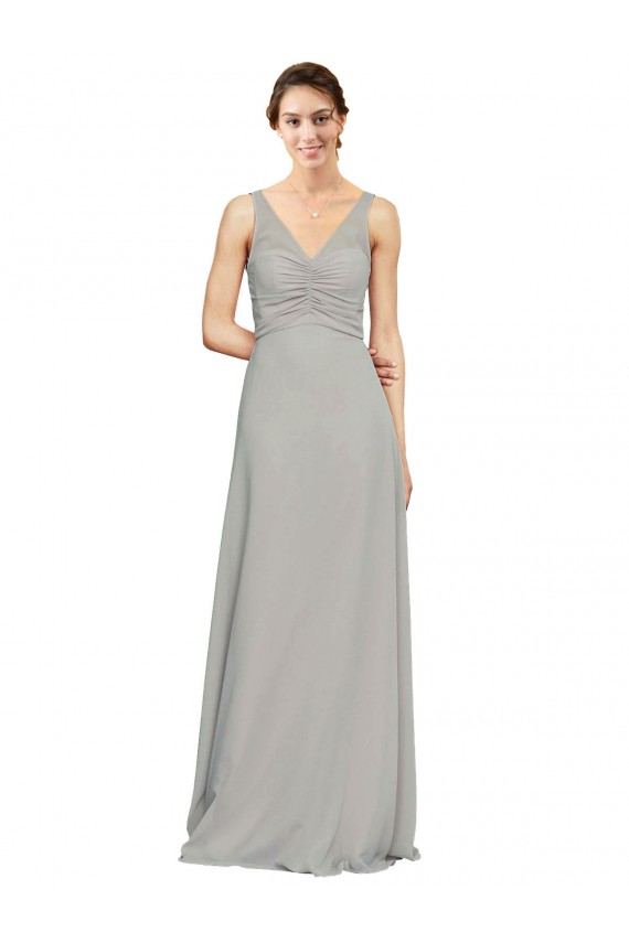 Silver A-Line Sweetheart Sleeveless Long Bridesmaid Dress Bolton