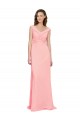 Salmon A-Line V-Neck Long Bridesmaid Dress Bolton
