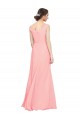 Salmon A-Line V-Neck Long Bridesmaid Dress Bolton