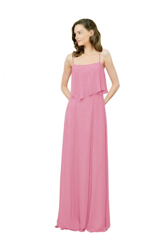 Skin Pink A-Line Spaghetti Straps Long Bridesmaid Dress Bolton