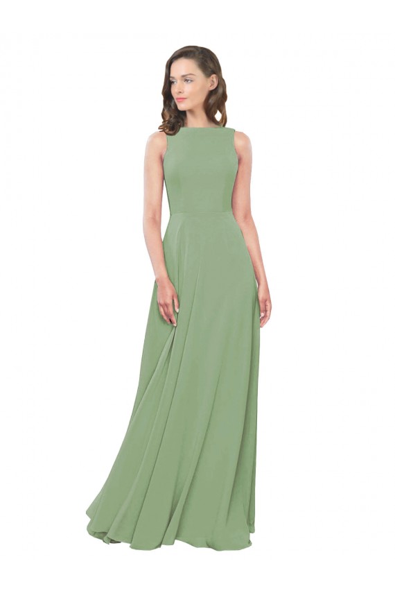 Seagrass A-Line High Neck Long Bridesmaid Dress Bolton